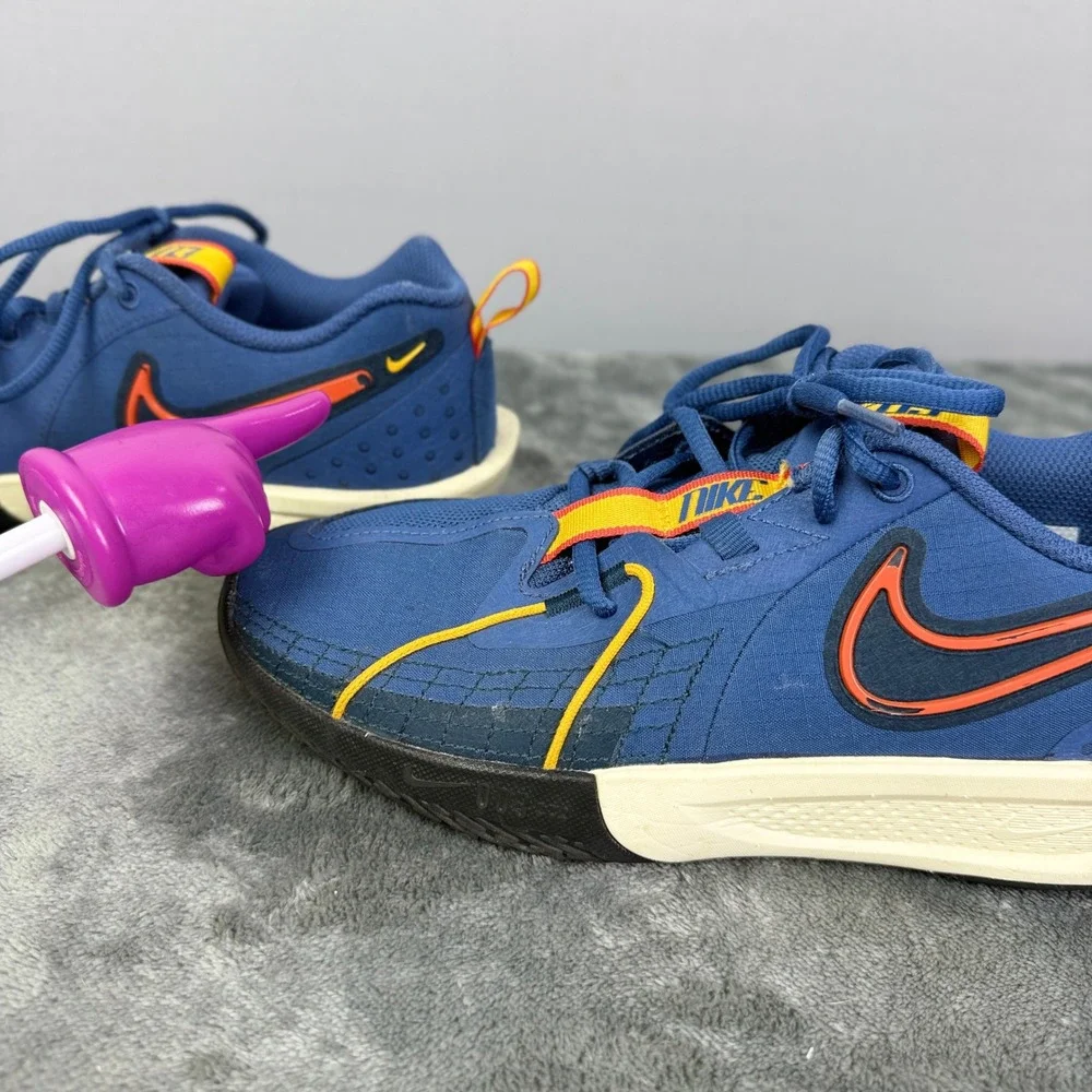 Nike Kids Basketball Shoes Blue Orange Sneakers‎ Athletic 6Y